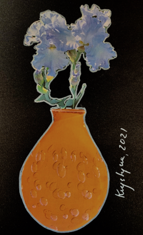 Still Life with Orange Vase and Iris I