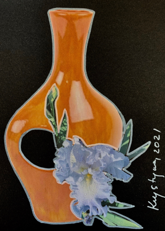 Still Life with Orange Vase and Iris II