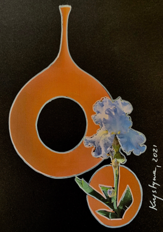 Still Life with Orange Vase and Iris III
