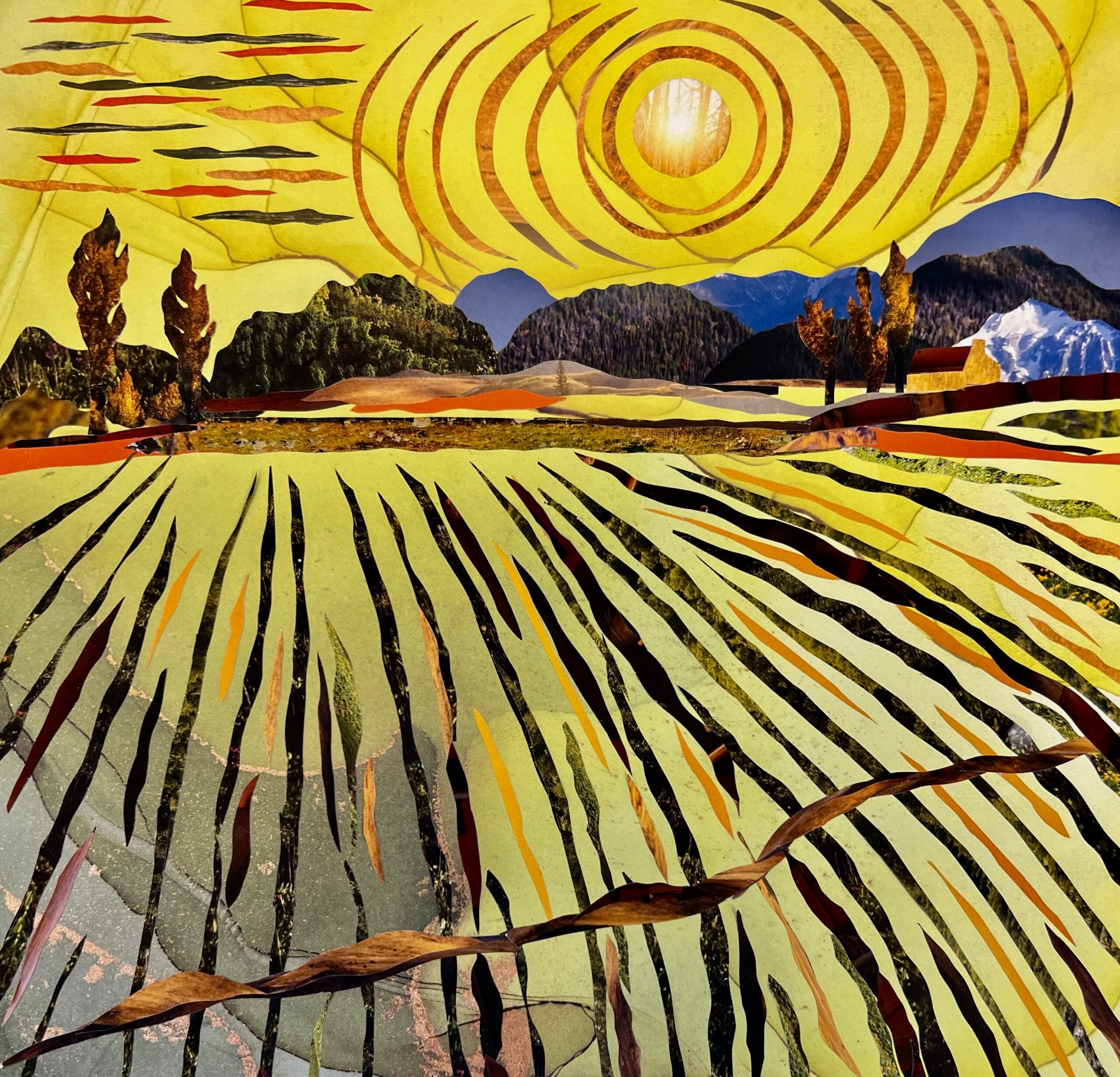 Field with Rising Sun inspired by vanGogh painting
